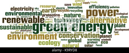 Grüne Energie Wort cloud Konzept. Vector Illustration Stock Vektor