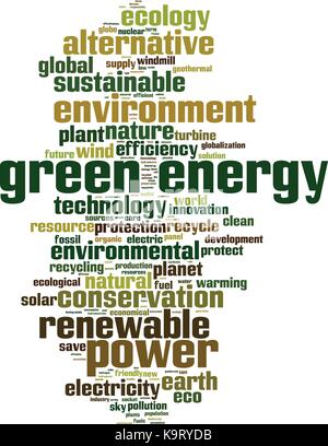 Grüne Energie Wort cloud Konzept. Vector Illustration Stock Vektor