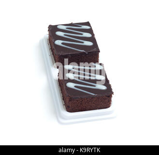 Frische Schokolade brownies isoliert auf weißem Hintergrund Stockfoto