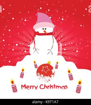 Weihnachtskarte mit Schneemann Stock Vektor