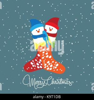 Frohe Weihnachten mit ein paar Schneemann Stock Vektor