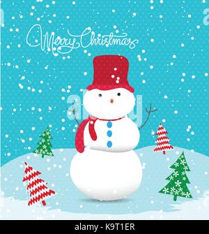 Weihnachtskarte mit Schneemann so süß Stock Vektor