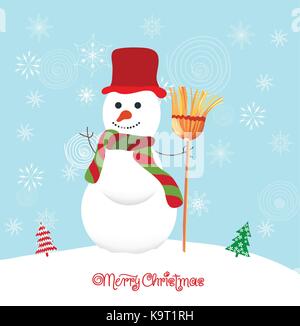 Frohe Weihnachten Hintergrund mit Schneemann Stock Vektor