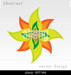 Vector Illustration von bunten grün und orange abstrakte geometrische Blume. Stock Vektor