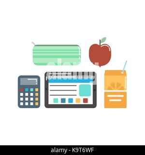 Abbildung: Symbole für Schule und Büro arbeiten. Stock Vektor