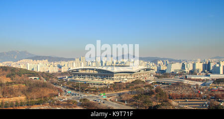 Seoul, Korea - Dec 29, 2016: Sangam Woldcup Stadion von Haneul Park in Seoul gesehen. Stockfoto