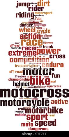 Motocross Wort cloud Konzept. Vector Illustration Stock Vektor