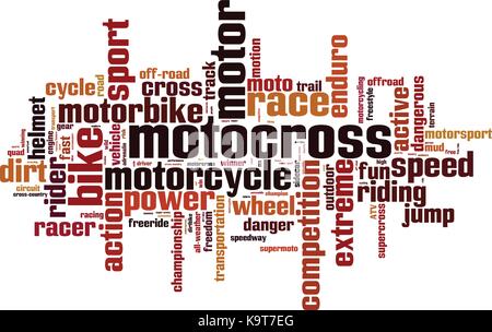 Motocross Wort cloud Konzept. Vector Illustration Stock Vektor