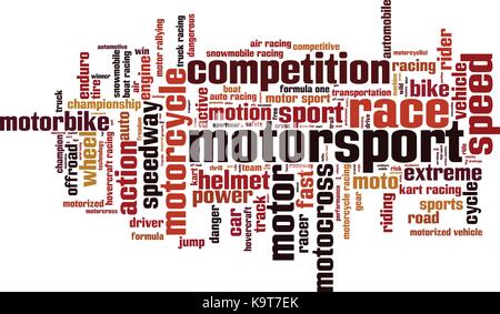 Motorsport Wort cloud Konzept. Vector Illustration Stock Vektor