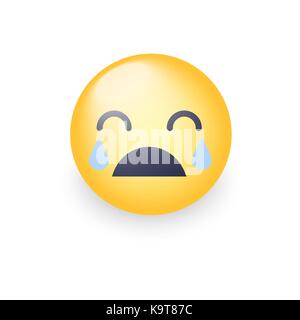 Laut Schreien emoji. Smiley mit geschlossenen Augen und mit Tränen. Weinen traurige Emoticon für Anwendung und Chat. Stock Vektor