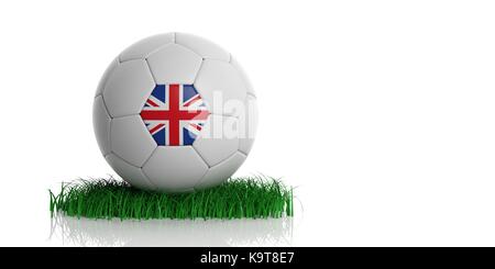 England Flagge auf ein Fußball, weißen Hintergrund. 3D-Darstellung Stockfoto