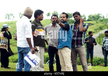 Film Crew vor Ort Filmaufnahmen Stockfoto