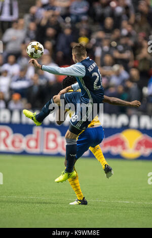 Vancouver, Kanada. 23. September 2017. Jake Nerwinski (28) von Vancouver Whitecaps in Aktion für den Ball. Final Score Vancouver 2-1. Vancouver Whitecaps vs Colorado Rapids, BC Place Stadium. © Gerry Rousseau/Alamy leben Nachrichten Stockfoto