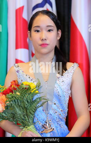 Sportplexe Pierrefonds, Montreal, Kanada. 23 Sep, 2017. Mai Mihara (JPN), 23. SEPTEMBER 2017 - Eiskunstlauf: 2017 Skate Canada Herbst Klassiker der Internationale Frauentag Preisverleihung im Sportplexe Pierrefonds, Montreal, Kanada. Credit: Naoki Nishimura/LBA SPORT/Alamy leben Nachrichten Stockfoto