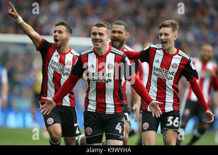 JOHN FLECK FEIERT DAS TOR SHEFFIELD WEDNESDAY FC SHEFFIELD WEDNESDAY FC V SHEFF HILLSBOROUGH SHEFFIELD ENGLAND AM 24. SEPTEMBER 2 Stockfoto