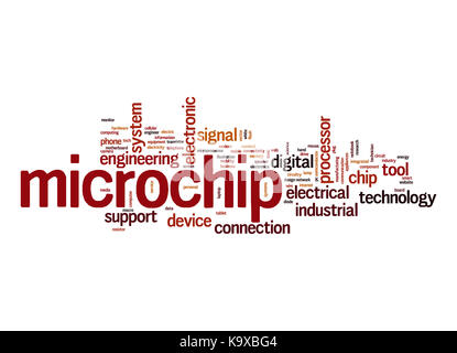 Wort Wolke von Microchip Stockfoto