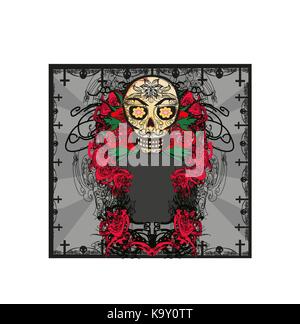 Karte mit mexikanischen Schädel Stock Vektor