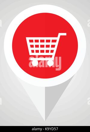 Warenkorb Vektor icon. Weiß und Rot web Zeiger in eps 10 für Webdesign und smartphone Anwendungen. Stock Vektor