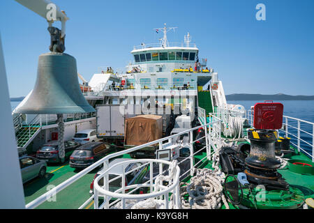 Zadar, Kroatien - 20. Juli 2016: Auf der Fähre - der Weg zum Brbinj Stockfoto