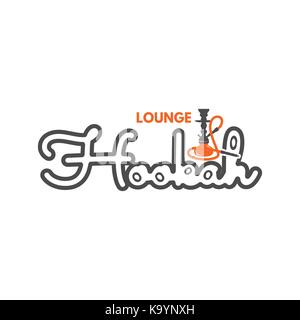 Shisha Lounge logo, Abzeichen. Vintage shisha Logo. Cafe-Emblem. 1001 bar oder Haus, Shop. Auf weissem Hintergrund. Vektor illustration Stock Vektor