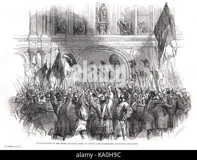 Lamartine Adressierung der Masse, Demonstration im Hôtel de Ville, Paris, Frankreich, die französische Revolution von 1848 Stockfoto