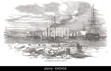 Krieg - Dampfer in David Harbour (jetzt Dún Laoghaire), Antwort auf junge Irelander Rebellion von 1848 Stockfoto