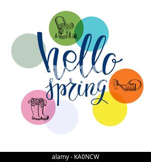 Hallo Frühling Schriftzug Stock Vektor
