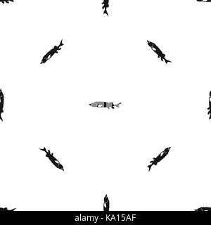Frischen stör Fisch Muster nahtlose Schwarz Stock Vektor