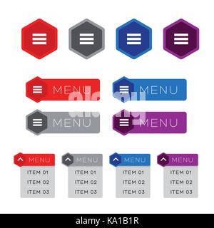 Mobile UI dropdown Menü Icon Set Stock Vektor