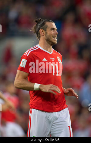 Wales v Österreich Fifa World Qualifier 2018 in Cardiff City Stadium. Bild zeigt Wales' Gareth Bale. Stockfoto