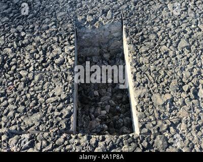 Ort der Probe von Asphalt Beschichtung. Kern Stockfoto