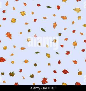abstraktes Vektor doodle Herbst Blätter nahtlose Muster Stock Vektor