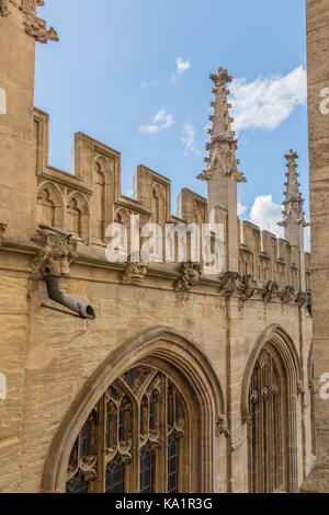 Grotesken und Wasserspeiern an der Wall der Hl. Jungfrau Maria Kirche in Oxford Stockfoto