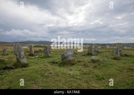Callanish III, Steinkreis, megalithische Strukturen, um die besser bekannten (und größer) calanais ich, Isle of Lewis, Äußere Hebriden, Schottland Stockfoto