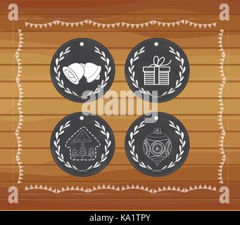Schiefertafel Weihnachtsgeschenk tags Hand gezeichnet Vintage Stock Vektor