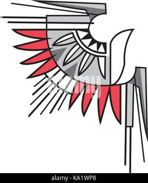 Vektorgrafik oder Zeichnung eines abstrakten Adlersymbols im indigenen Stil Stock Vektor