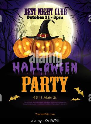 Halloween Party Flyer mit Kürbissen Stock Vektor