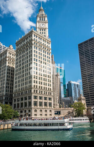 Chicago Skyline der Stadt und die Wrigley Building Stockfoto