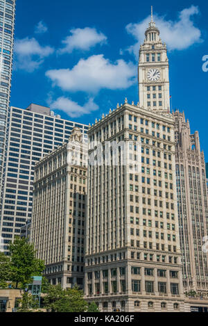 Chicago Skyline der Stadt und die Wrigley Building Stockfoto