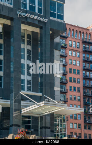 Skyline von Chicago und Boeing HQ Stockfoto