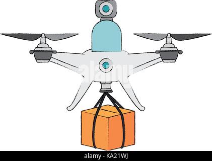 Drohne fliegen Technologie mit Box Stock Vektor
