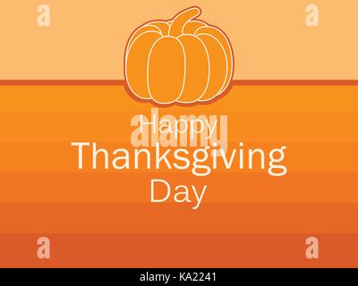 Happy Thanksgiving Day Grußkartenvorlage mit Kürbis. Festival Plakat. Vector Illustration Stock Vektor