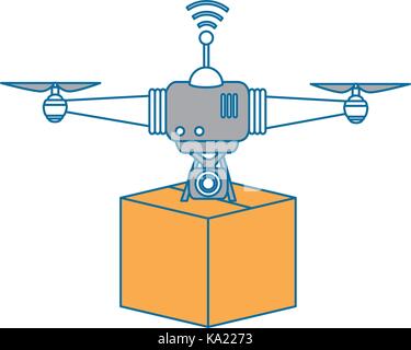 Drohne fliegen Technologie mit Box Stock Vektor