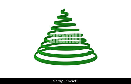 Weihnachtsbaum aus grüne Spirale. 3D-Rendering. Stockfoto