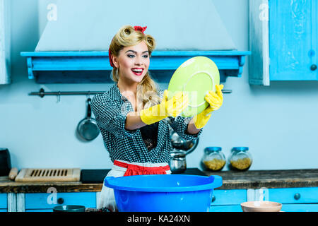 Hausfrau Geschirr Stockfoto