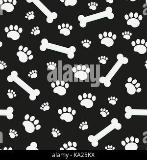 Hund Knochen nahtlose Muster. Knochen- und Spuren von Welpen Pfoten sich wiederholende Textur. Doggy endlose Hintergrund. Vector Illustration. Stock Vektor