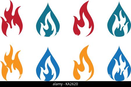 Feuer Flamme Logo Vorlage Vektor Icon Öl-, Gas- und Energiewirtschaft Logokonzept Stock Vektor