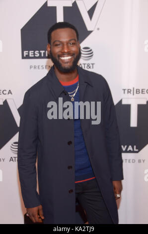 New York, NY, USA. 24 Sep, 2017. Kofi Siriboe im Tribeca TV Festival, die von AT&T, Mitte der Saison Premiere der Königin Zucker am 24. September 2017 an der Cinepolis Chelsea in NEW YORK CITY. Credit: Raymond Hagans/Medien Punch/Alamy leben Nachrichten Stockfoto