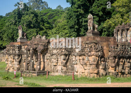 Terrasse der Elefanten, Angkor Thom, Angkor Archäologischer Park, Siem Reap, Kambodscha Stockfoto