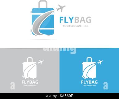 Vektor der Bag und der Ebene logo Kombination. Gepäck und Tourismus Symbol oder Icon. Einzigartige reisen und Flug Logo Design Template. Stock Vektor